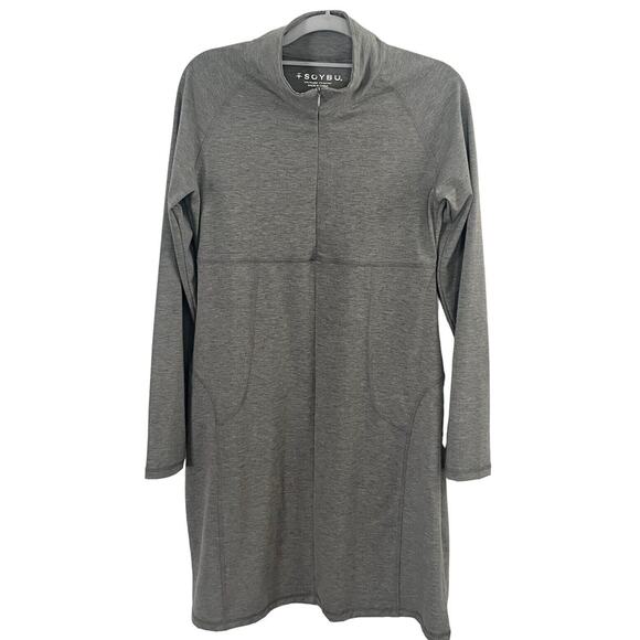 SOYBU Gray Long Sleeve Collared Zip Front Dress •Women M• Yoga Athletic - Picture 1 of 7